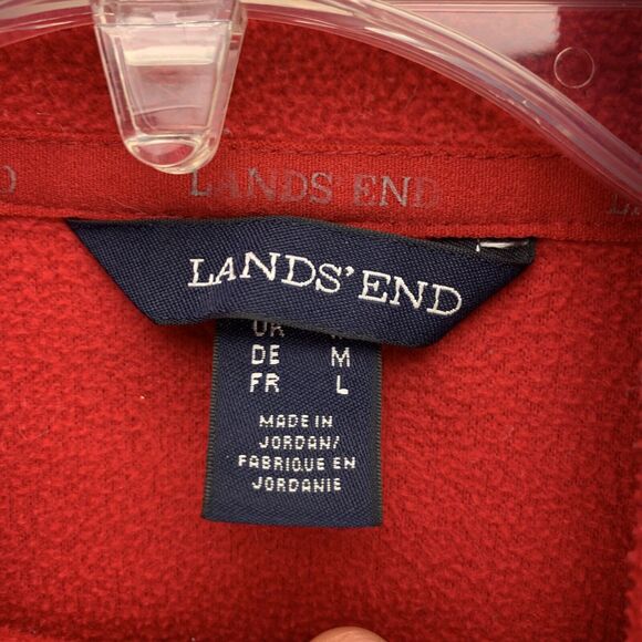 Lands' End Womens Fleece Jacket Sweater Size Medium 1/2 Zip Up Red Mock Neck - Picture 6 of 10